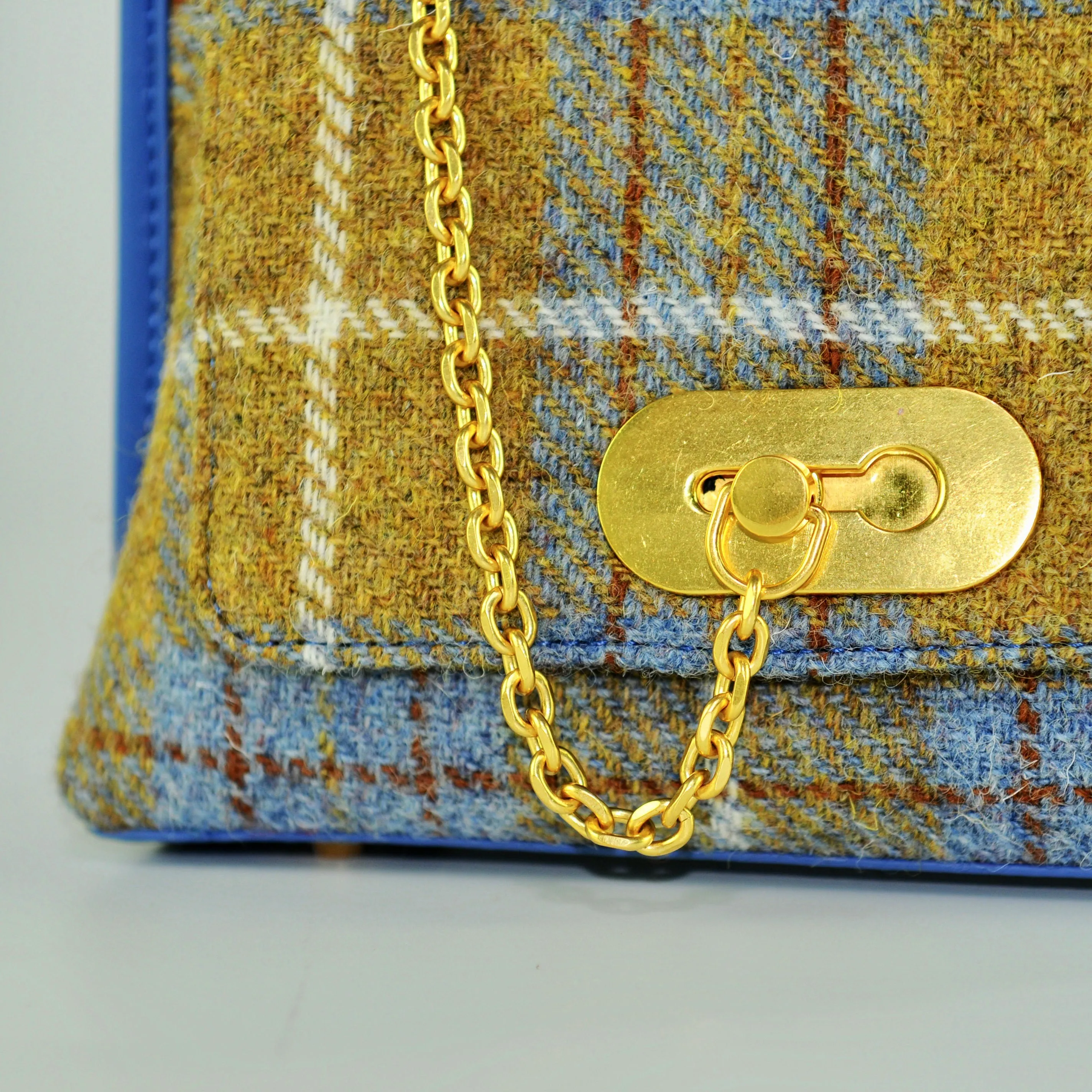 Harris Tweed Wool Metal Pendant Chain Handmade Shoulder Bag-i7bags