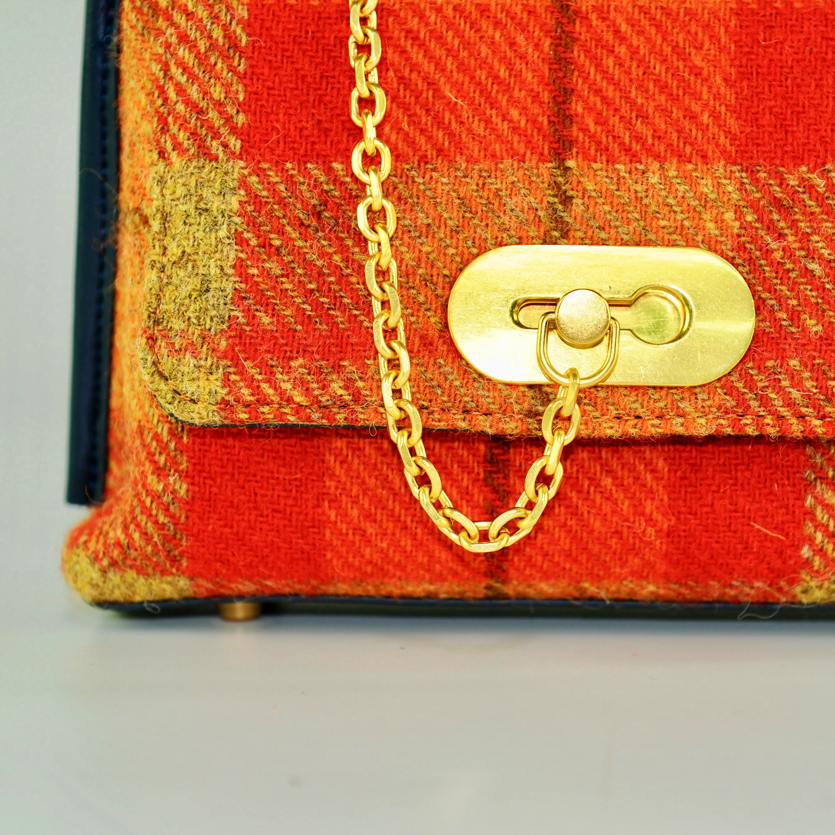 Harris Tweed Wool Metal Pendant Chain Handmade Shoulder Bag-i7bags