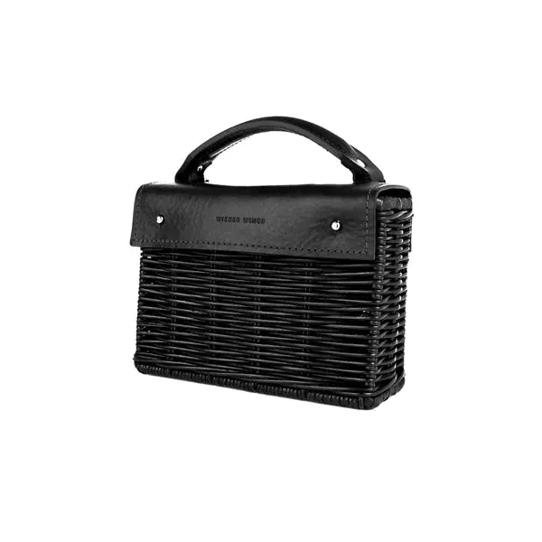 Kuai Mini Wicker Handbag - Black