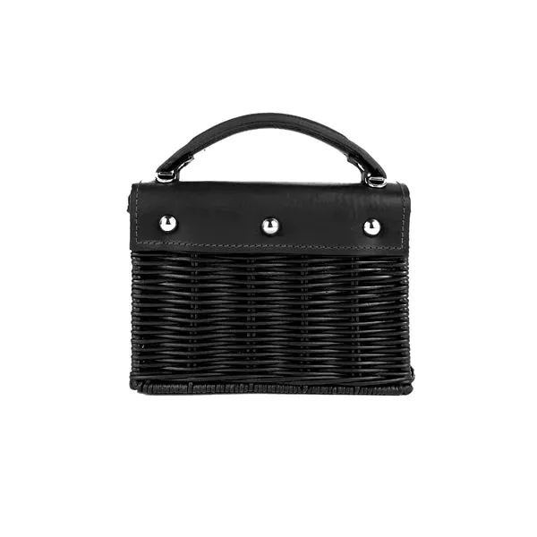 Kuai Mini Wicker Handbag - Black