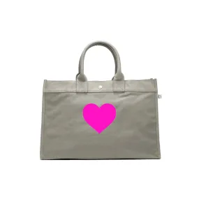 LOVE Collection: East West Bag Olive with Neon Pink Matte Heart