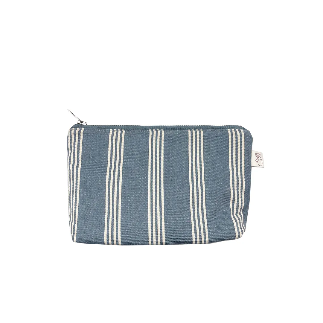 Makeup Bag: Blue Ticking Stripe