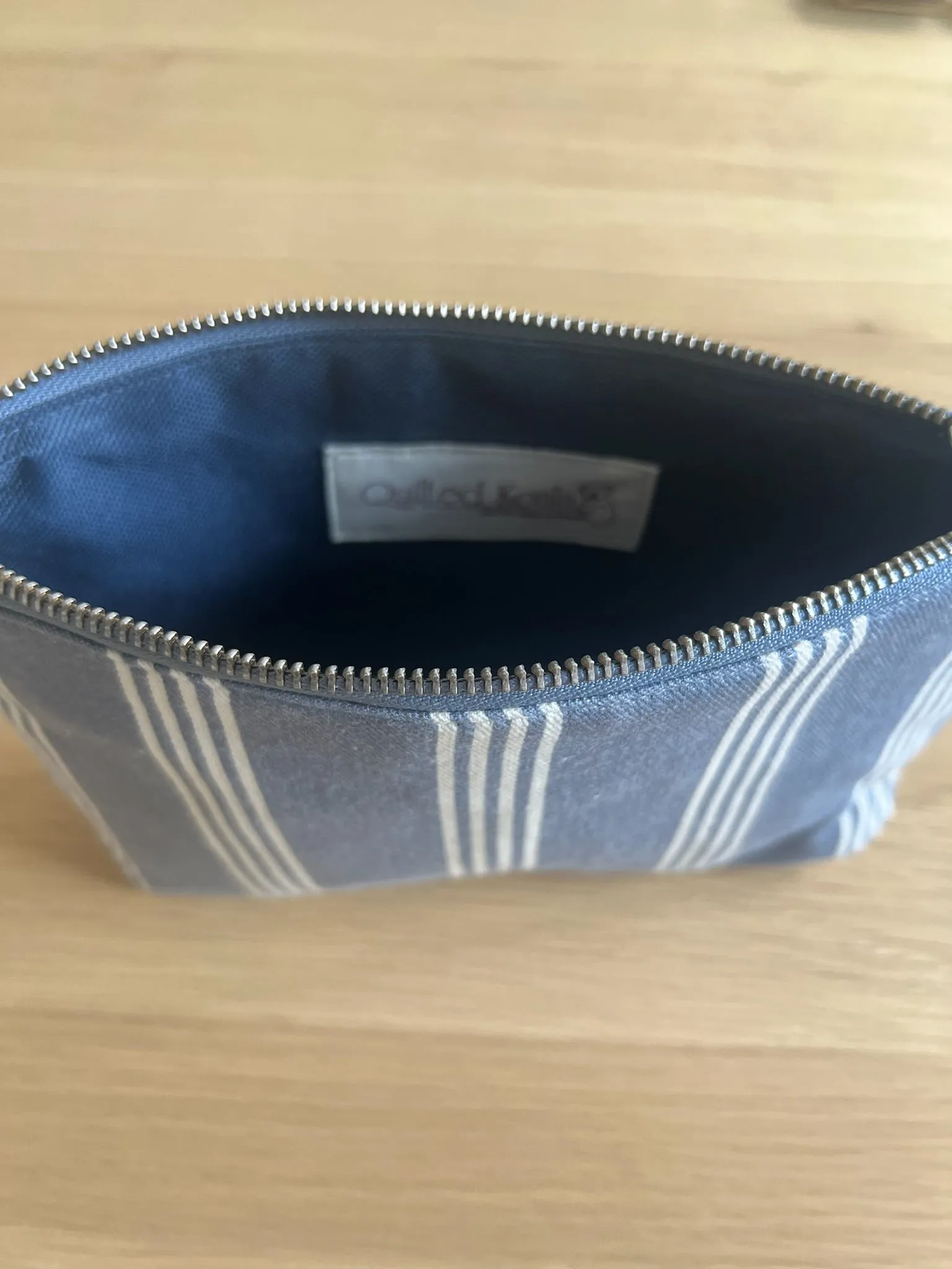 Makeup Bag: Blue Ticking Stripe