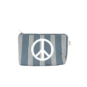 Makeup Bag: Blue Ticking Stripe