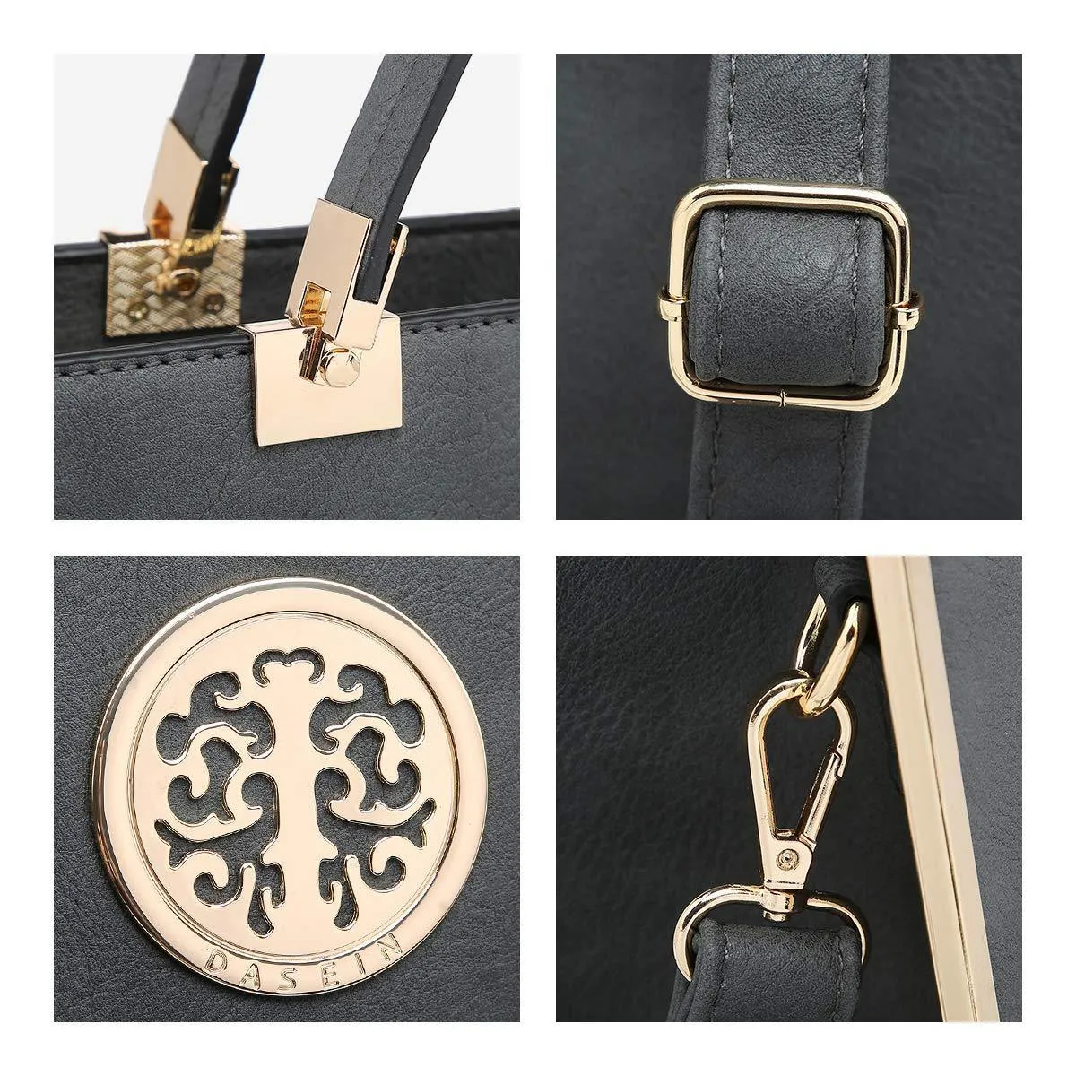 Metal Edged Emblem Handbag with Matching Wallet