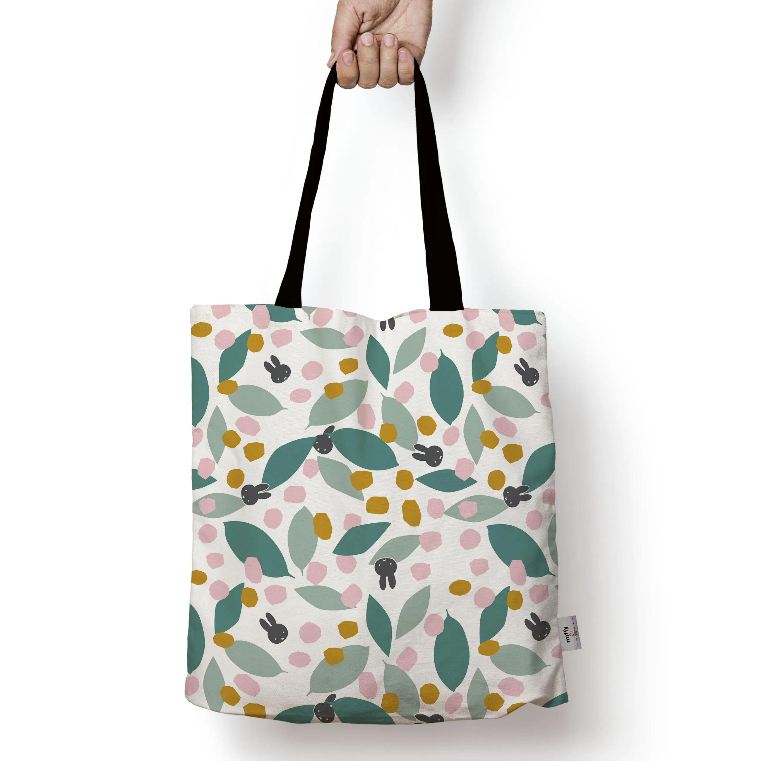 Floral Expression Miffy Teal Edge-to-Edge Tote Bag – Stylish and Functional Design