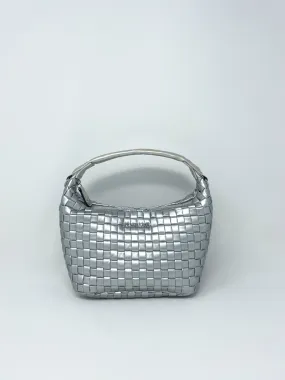 Mini Woven Hobo in Matte Silver