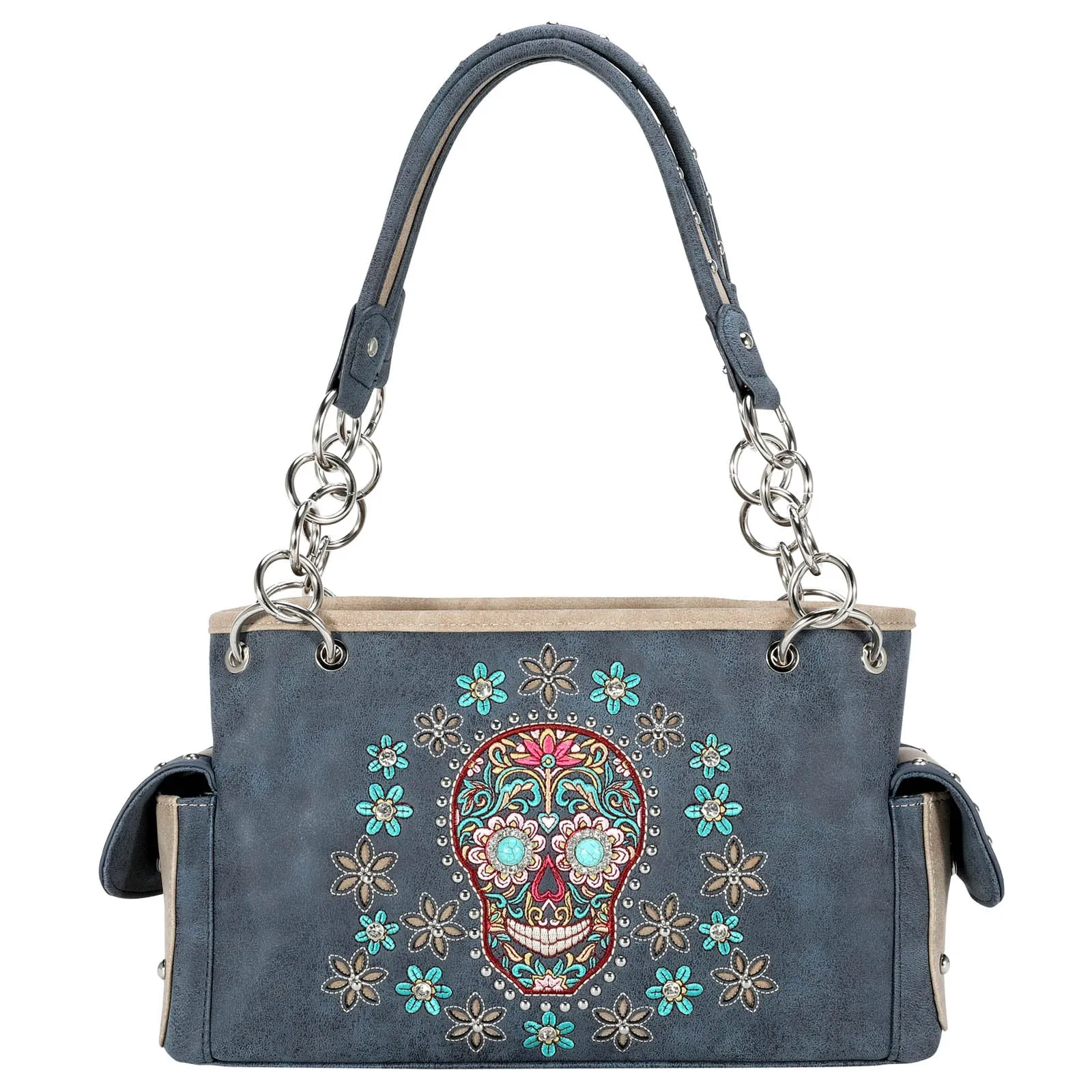 Montana West Embroidered Sugar Skull Concealed Carry Satchel