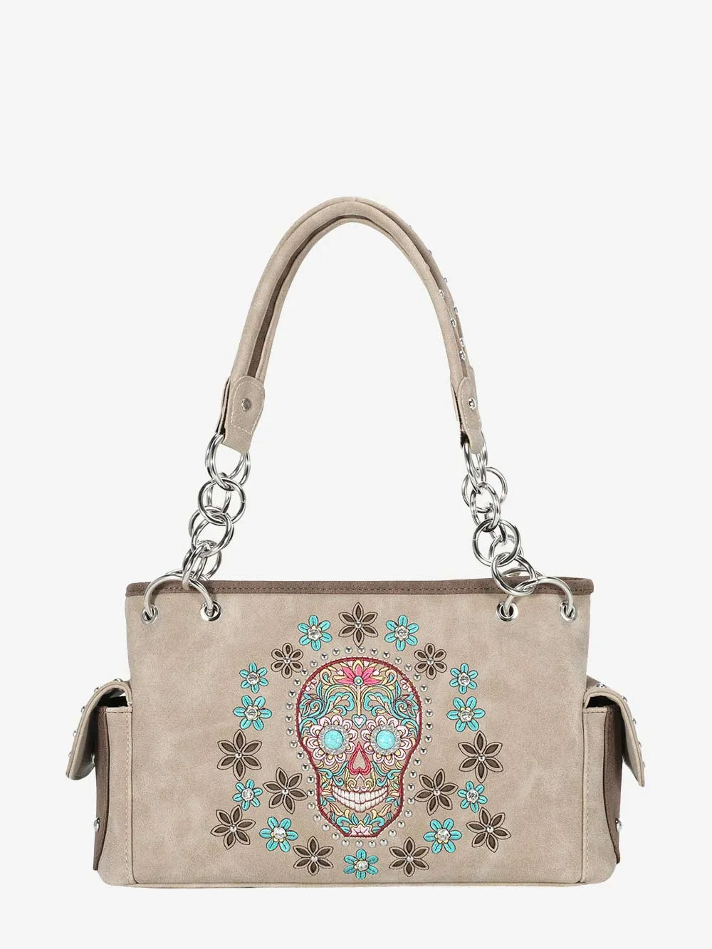 Montana West Embroidered Sugar Skull Concealed Carry Satchel