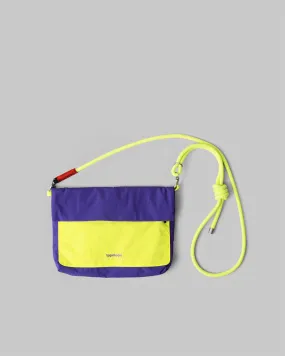 Musette Bag in Small Size with 6.0mm Neon Yellow Rope and Electric Purple Color, Neon Yellow Papery Texture