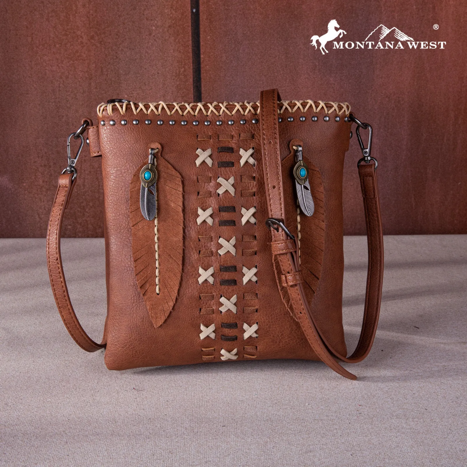 MW1259G-9360  Montana West Feather Collection Concealed Carry Crossbody