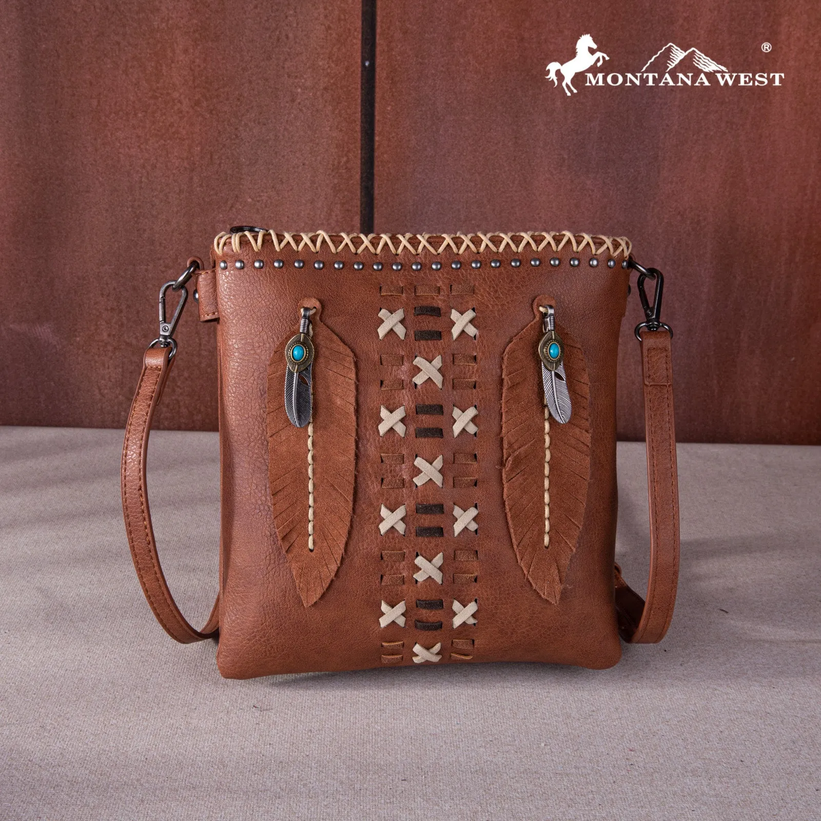 MW1259G-9360  Montana West Feather Collection Concealed Carry Crossbody