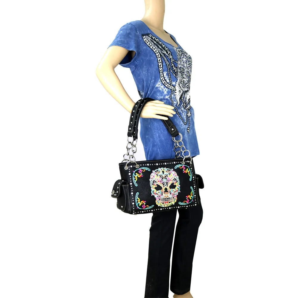 MW494G-8085 Montana West Sugar Skull Collection Concealed Handgun Satchel