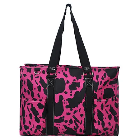 Neon Cow Hot Pink NGIL Zippered Caddy Large Organizer Tote Bag