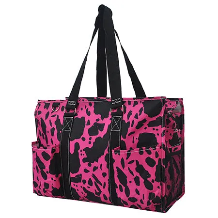 Neon Cow Hot Pink NGIL Zippered Caddy Large Organizer Tote Bag