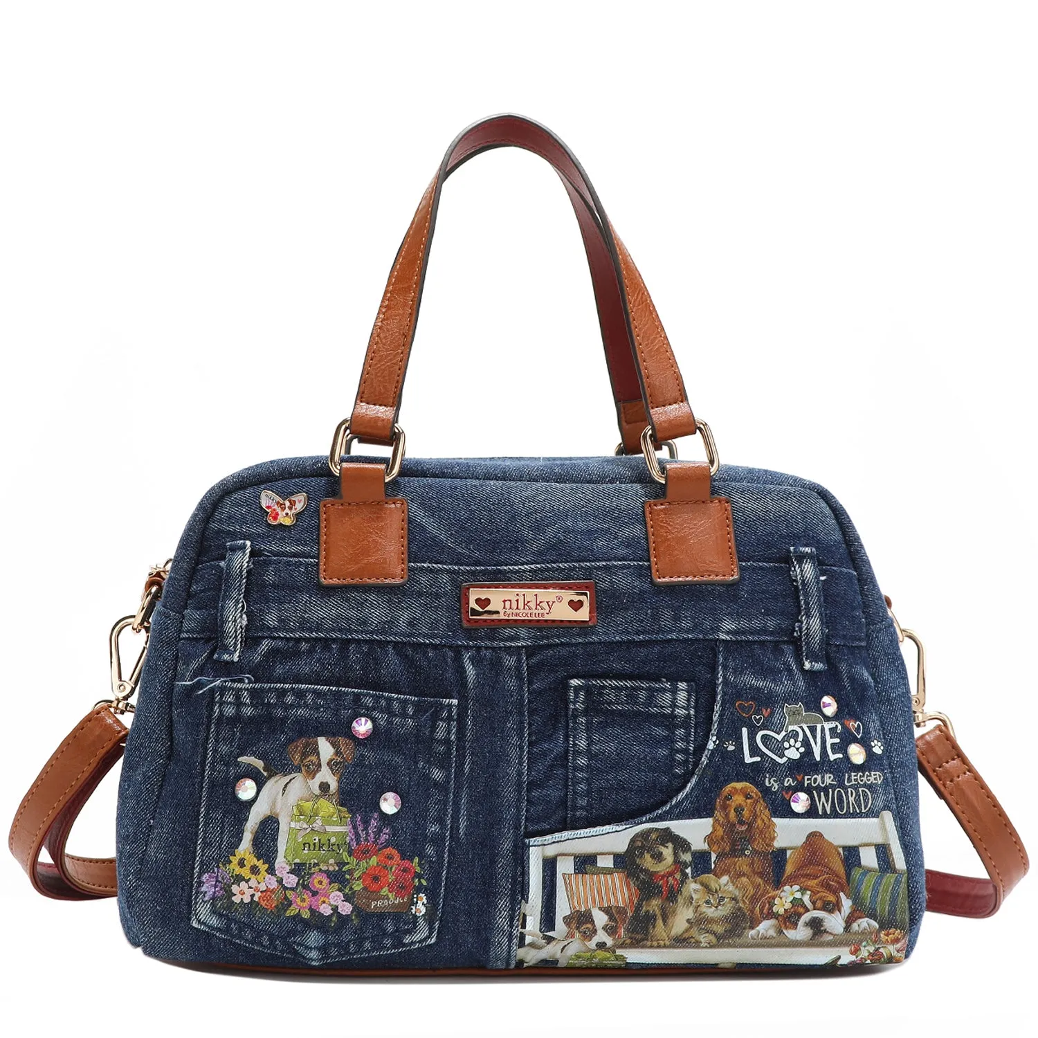 ONE HAPPY FAMILY DENIM SATCHEL