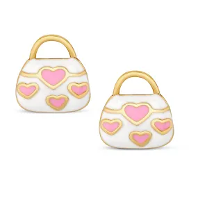 Pink Hearts Handbag Stud Earrings