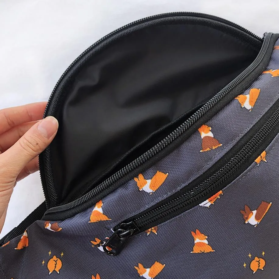 "Cool Corgis" Gray Fanny Pack