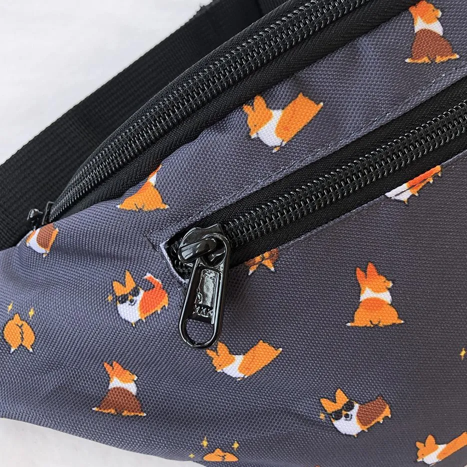 "Cool Corgis" Gray Fanny Pack