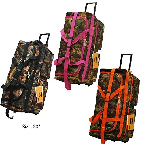 "E-Z Roll" Real Tree Hunting Rolling Duffel Bag Size 30" in 3 Colors (Black Trim)