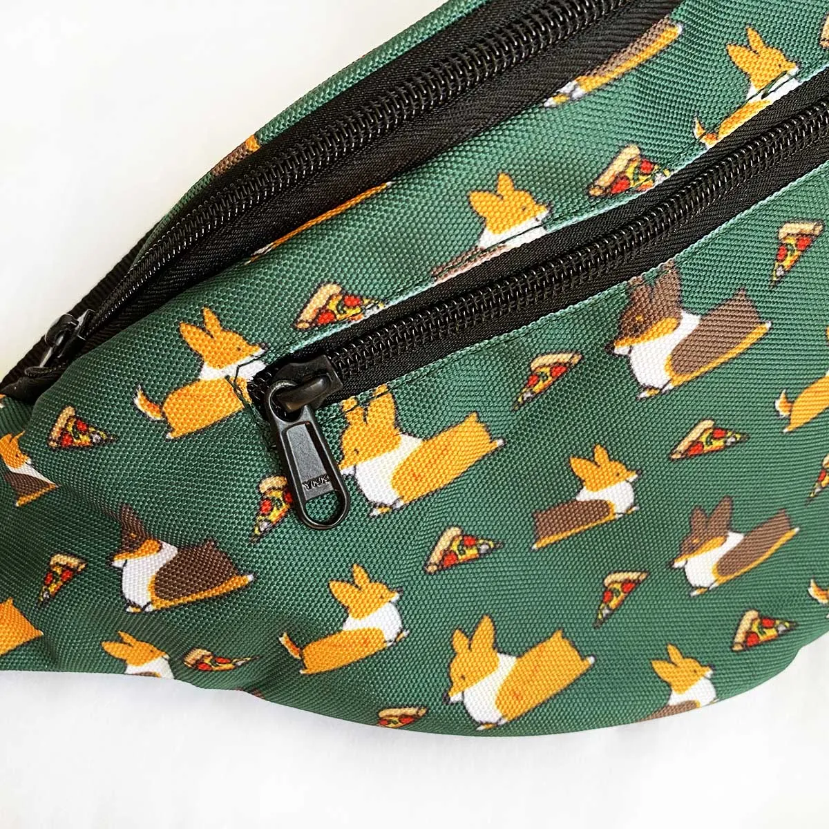 "Pizza Corgis" Green Fanny Pack