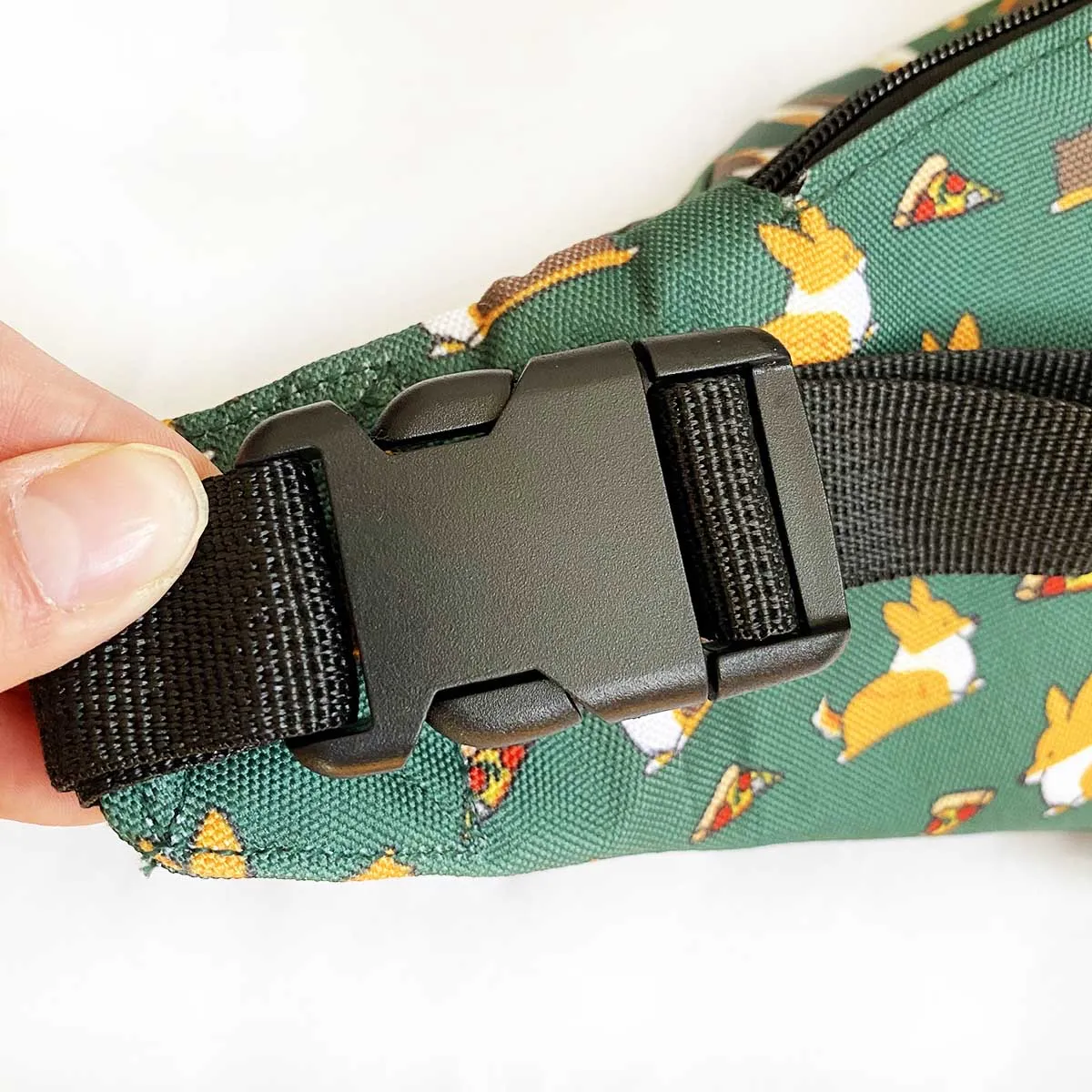 "Pizza Corgis" Green Fanny Pack