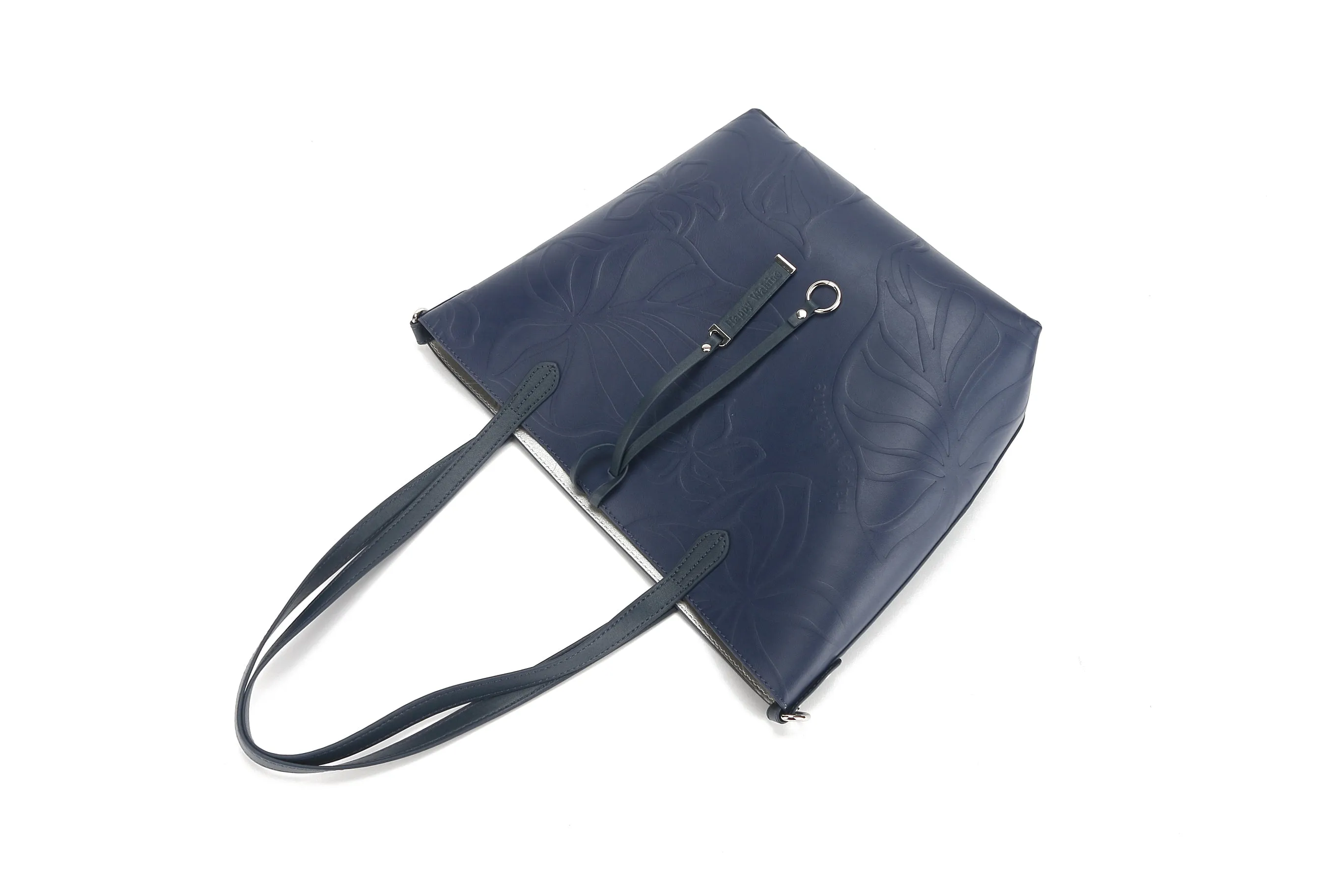 Reversible Tote Nancy Small Kalo Embossed Navy