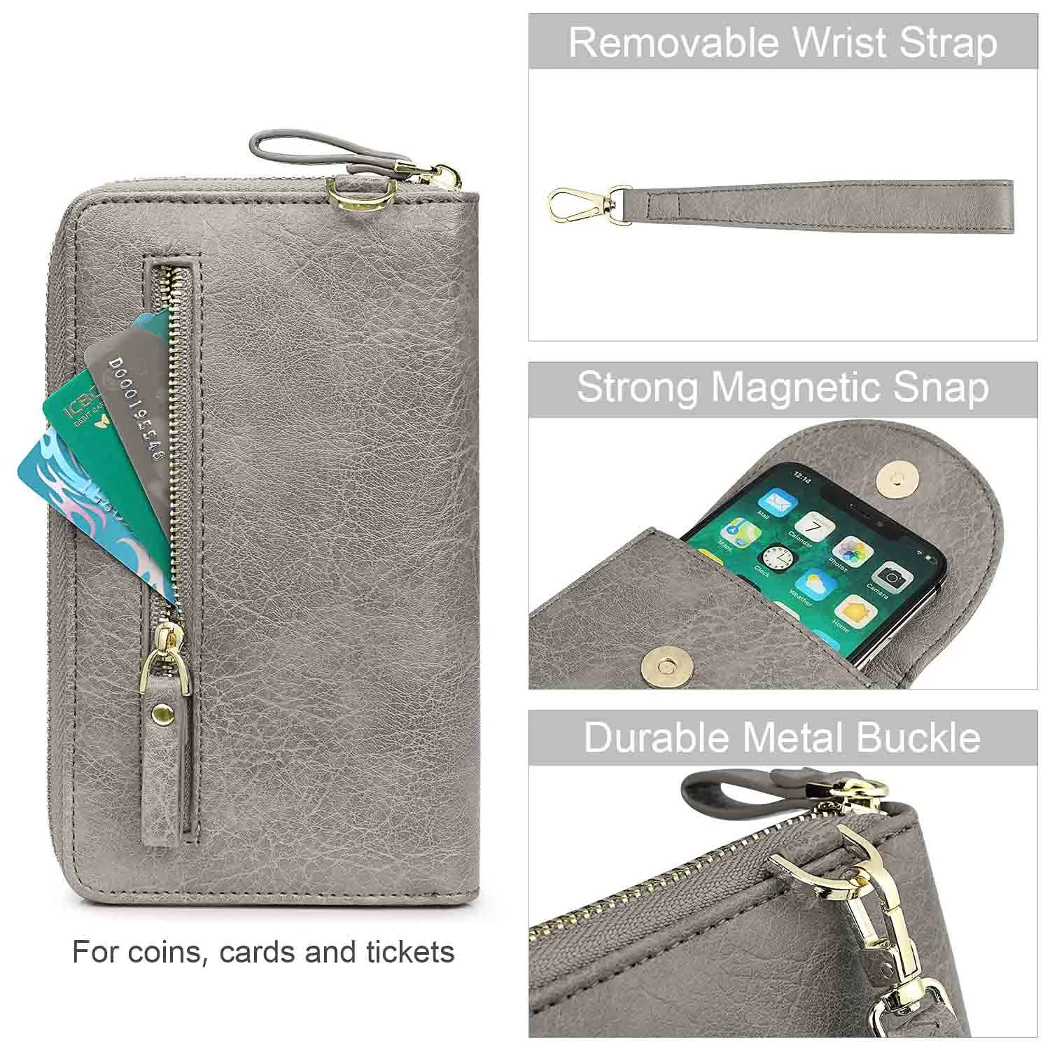 RFID Crossbody Wristlet Cell Phone Purse