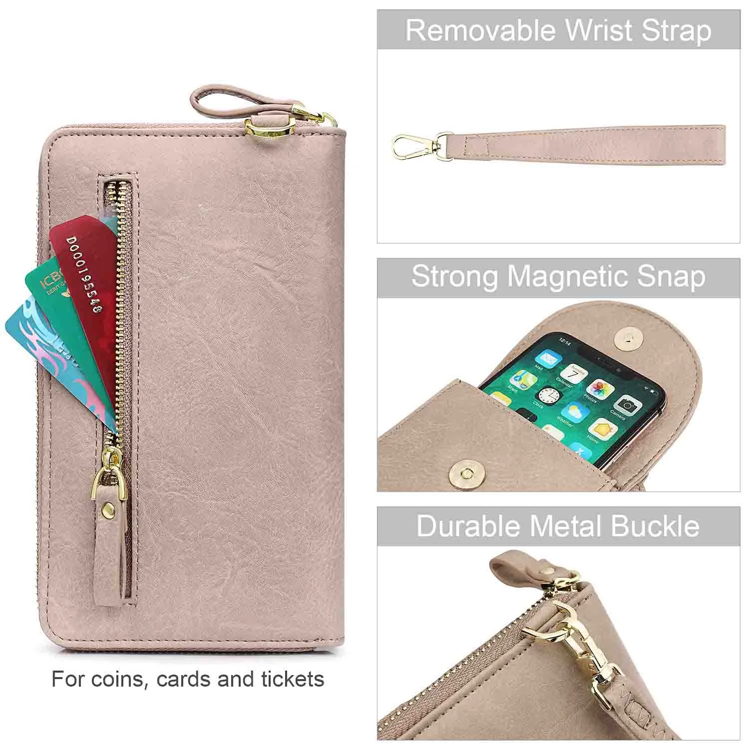 RFID Crossbody Wristlet Cell Phone Purse