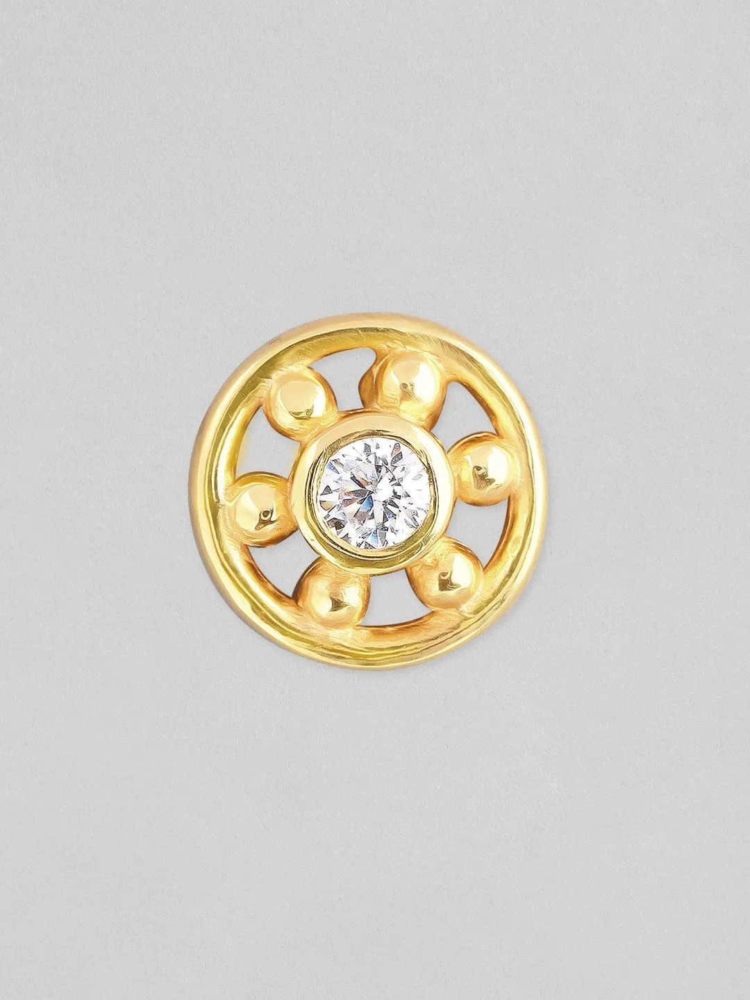 Rubans 925 Silver Classic Geometric Circular Stud Earrings. - Gold Plated