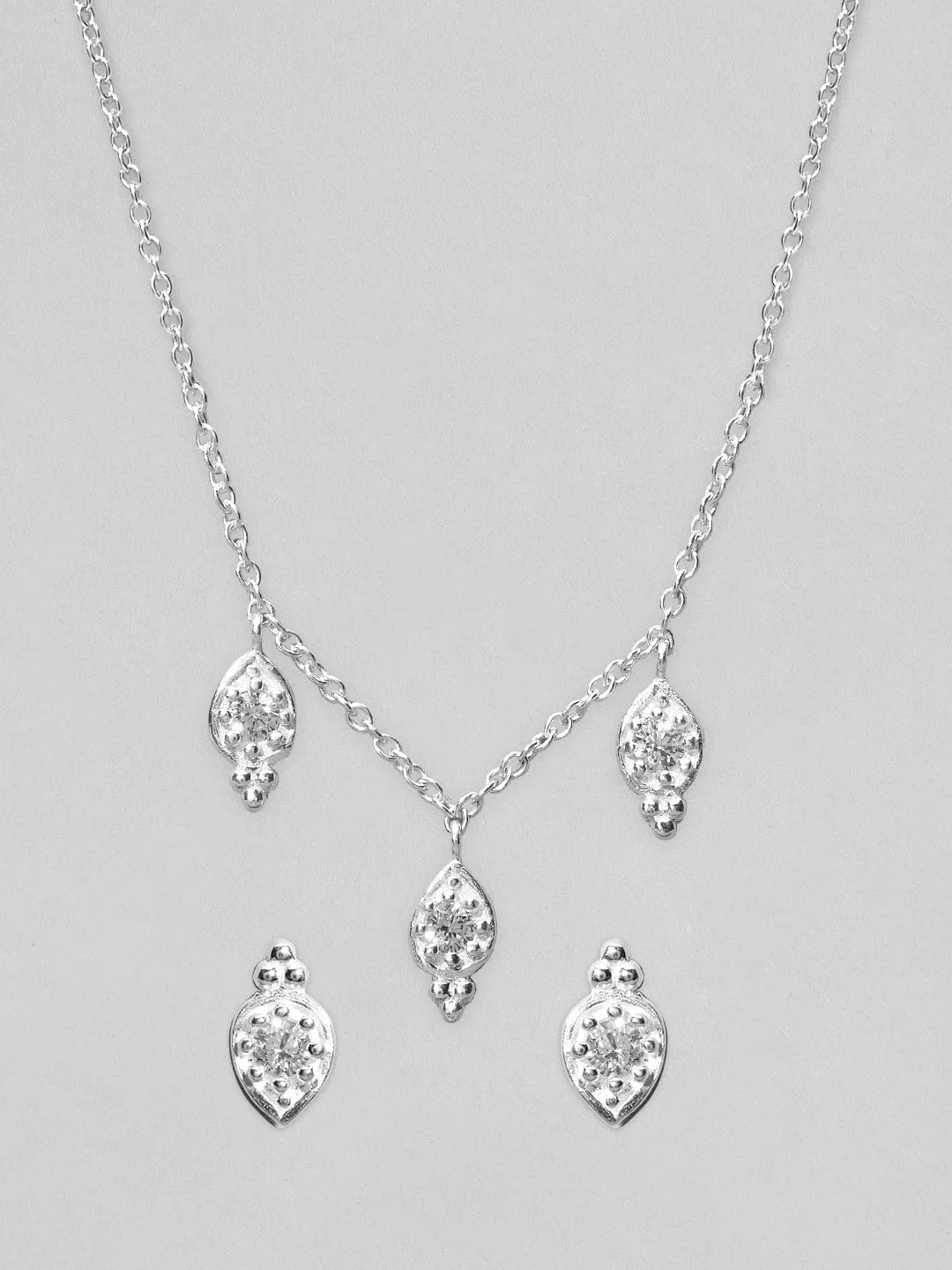 Rubans 925 Silver With Pendant Necklace & Studded Earring.