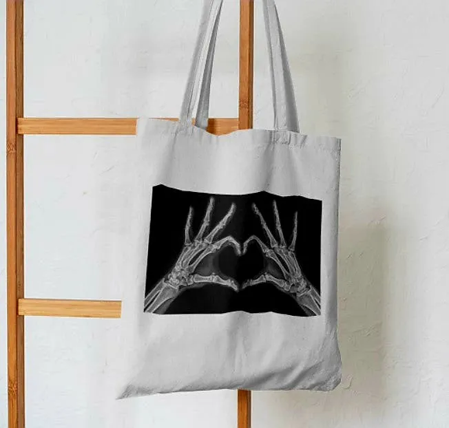 Skeleton Heart Abstract Tote Bag