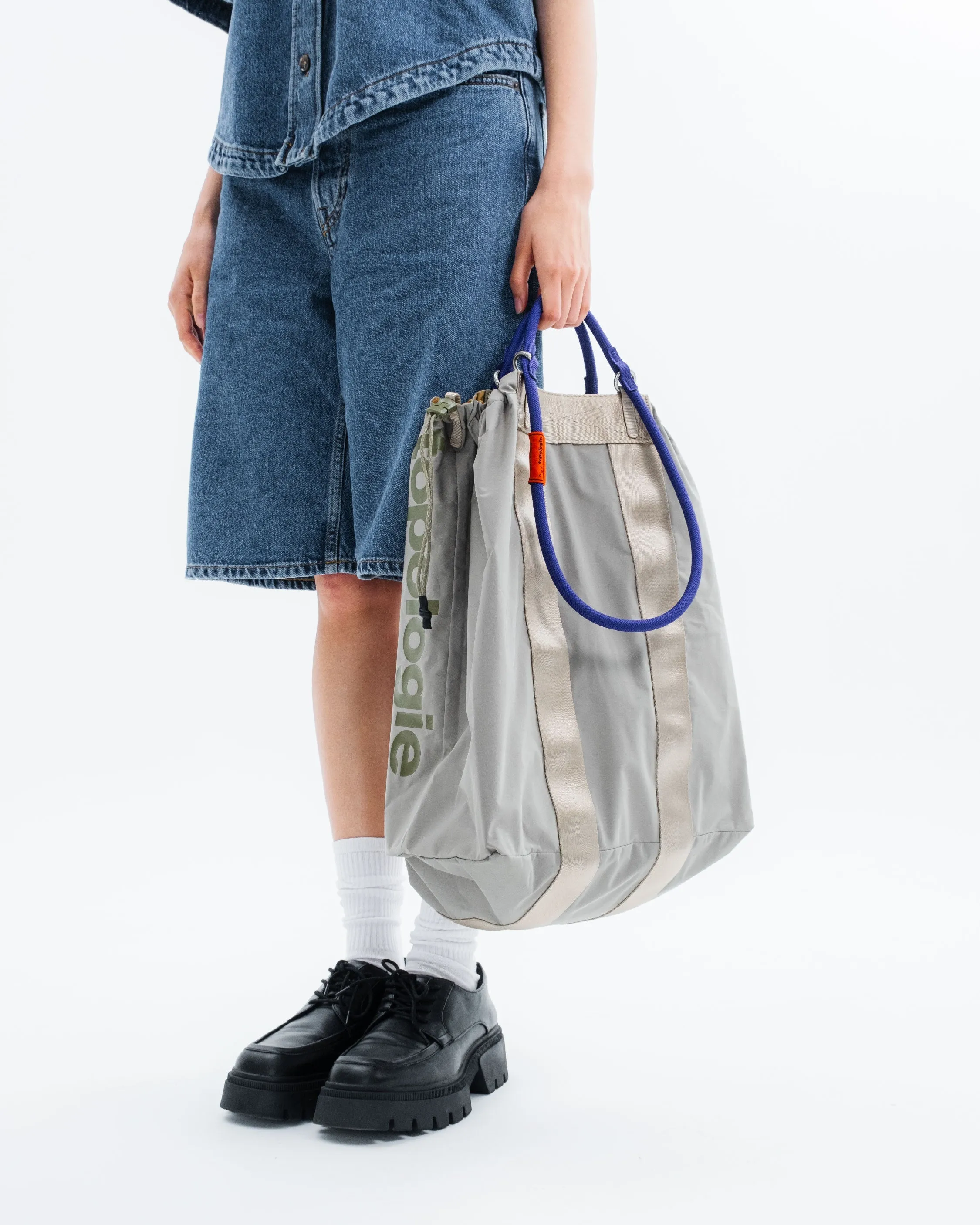 Large Summit Tote in Moss with Copper Accents (Tech Sateen) featuring 10mm Black Reflective Rope Loop.