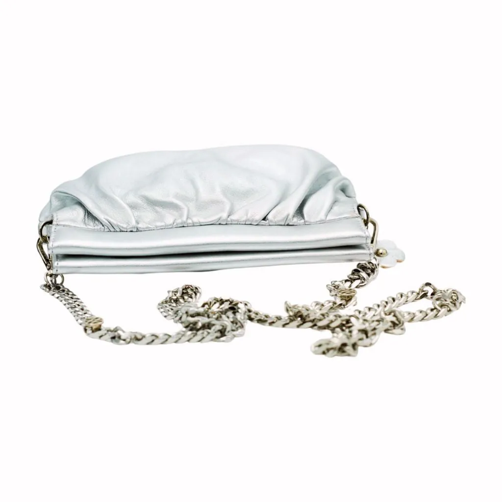 Unisa Silver Leather Clutch Bag  Zailen