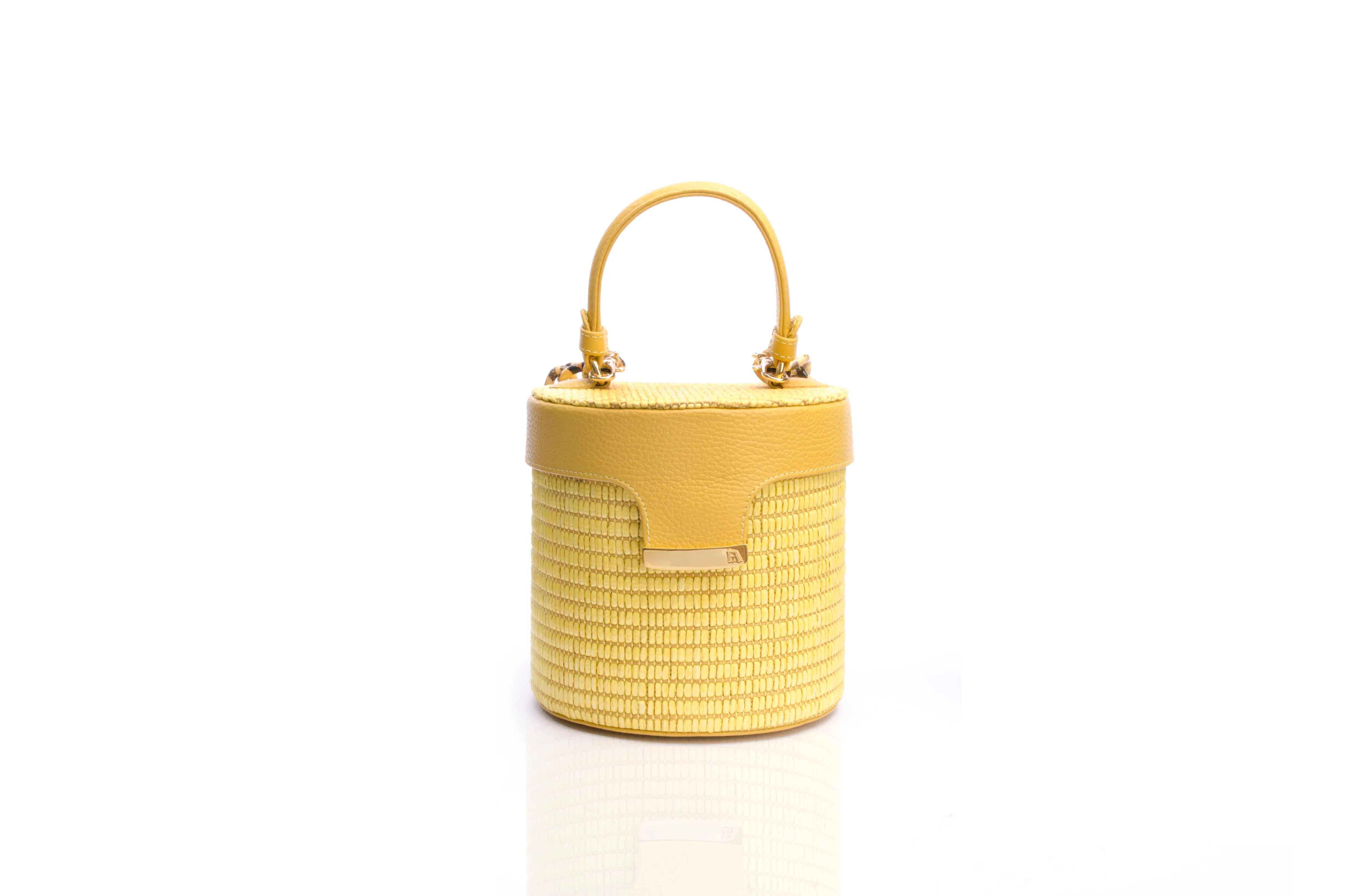 Yellow Raffia Elena Vanity Bag